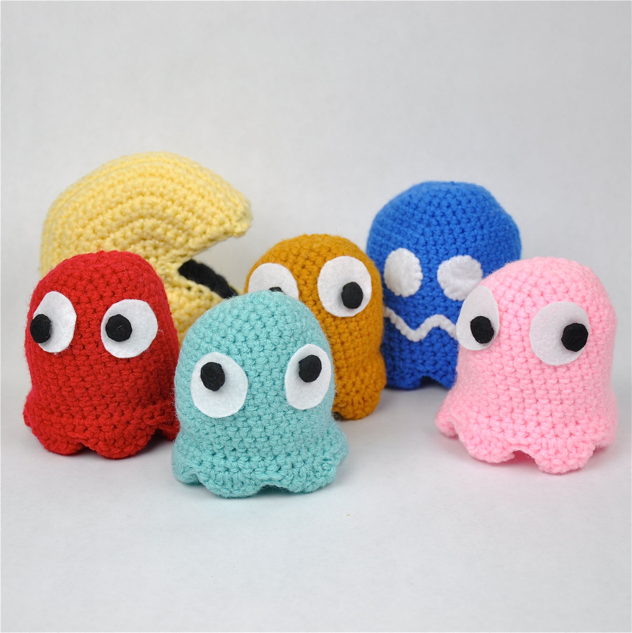 Crochet Pac-Man and Ghosts