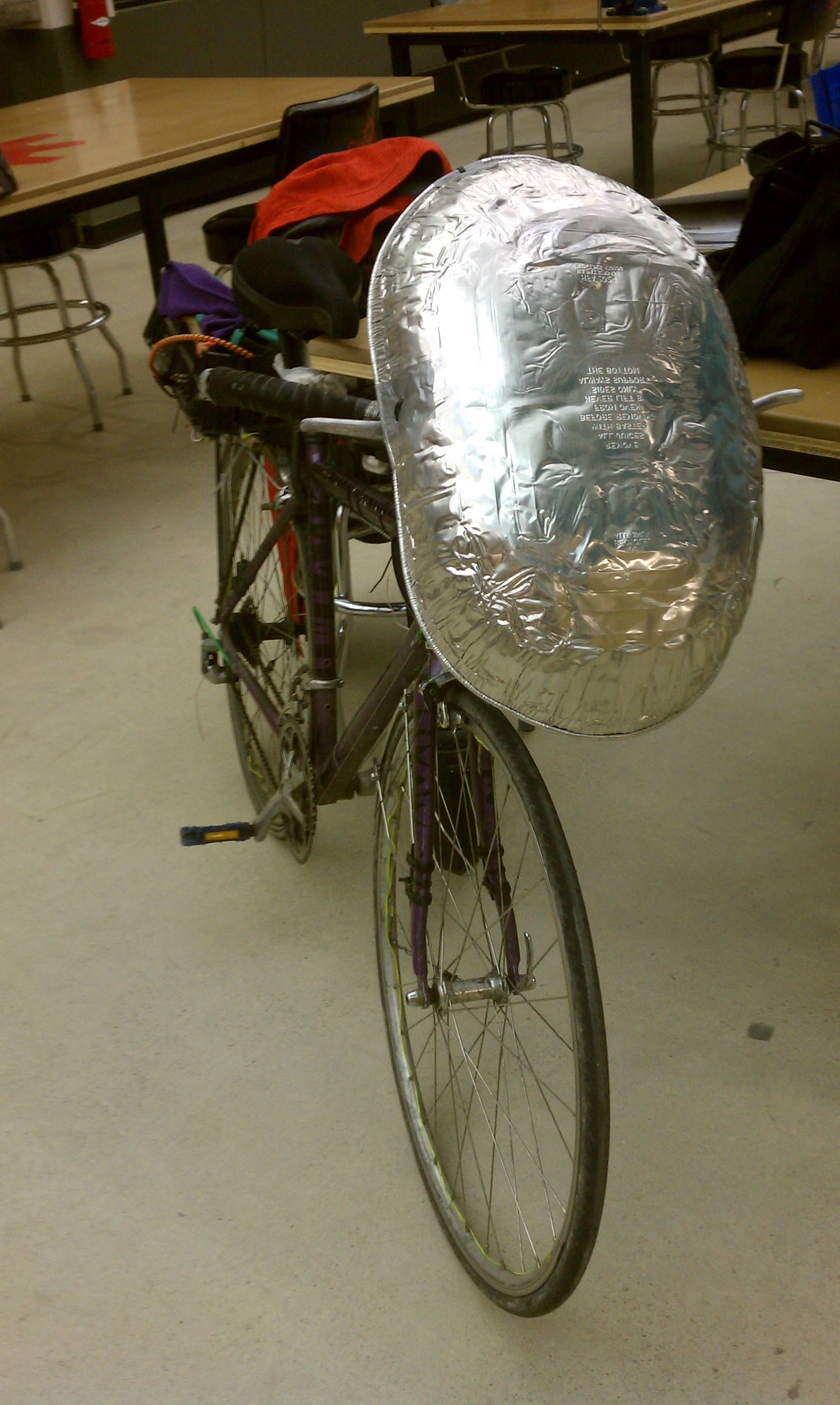 Bicycle Fairing From a Foil Turkey Pan for Commuting to TechShop Detroit