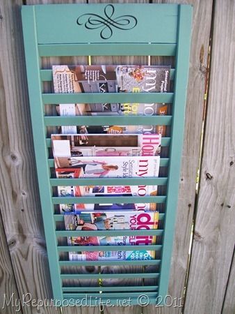Shutter Upcycled (repurposed) Into Magazine Rack