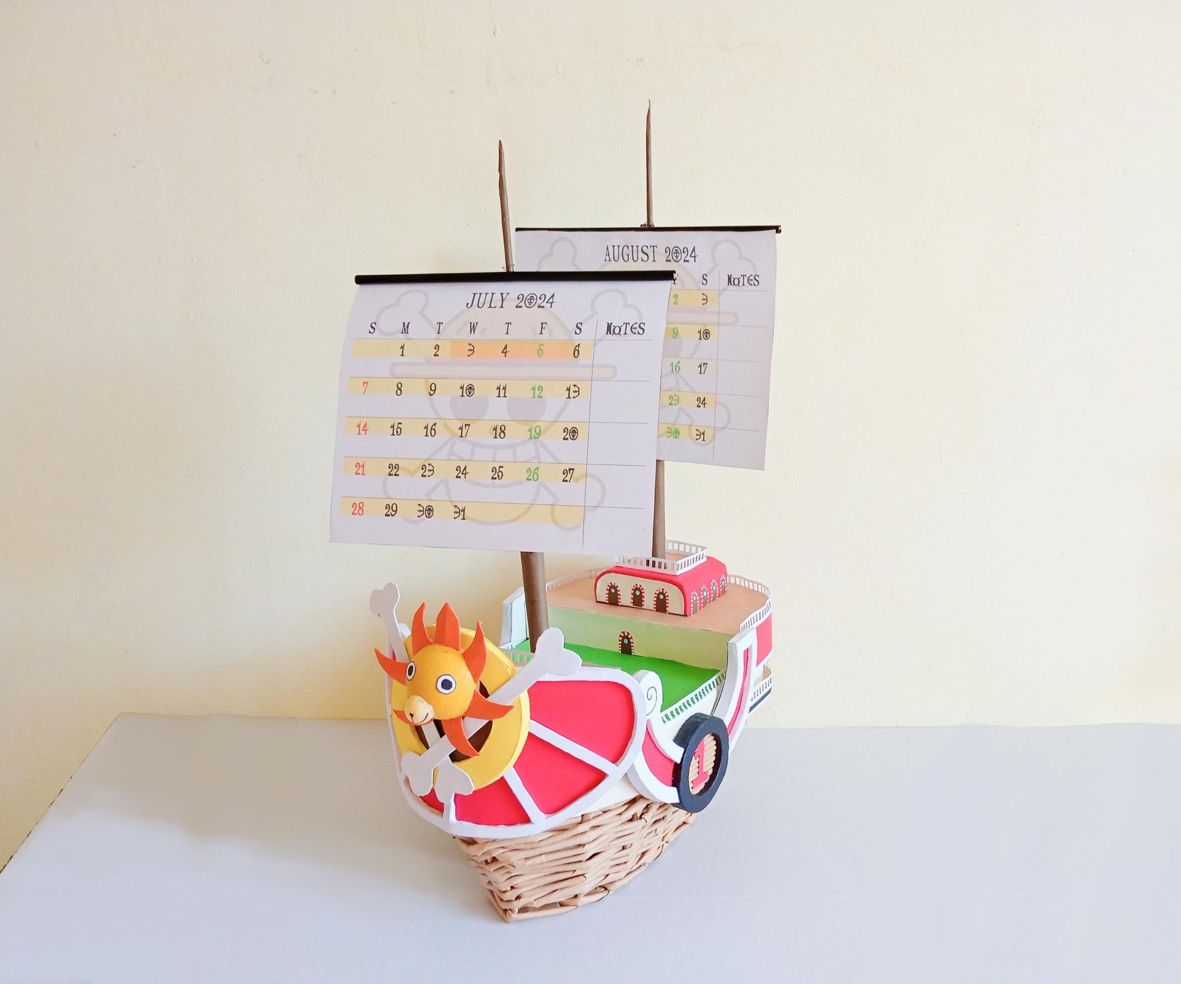 DIY Desk Calendar and Storage - Thousand Sunny (One Piece Anime) From Paper and Cardboard