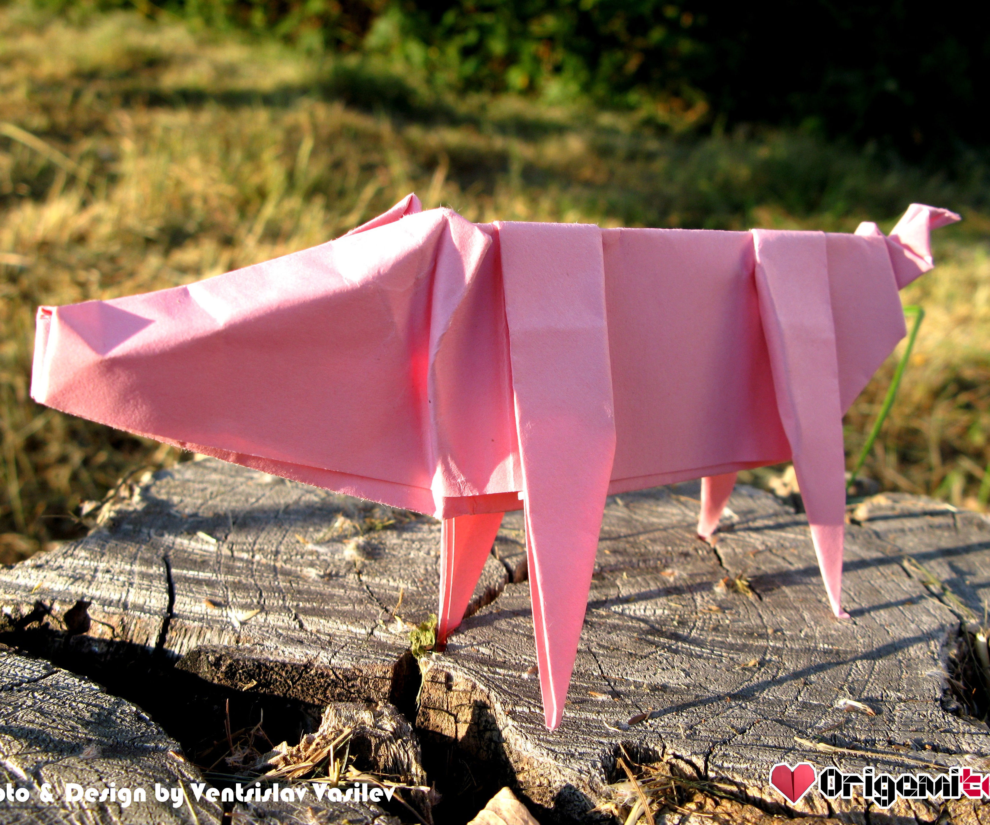 Easy Printing Paper Origami Pig