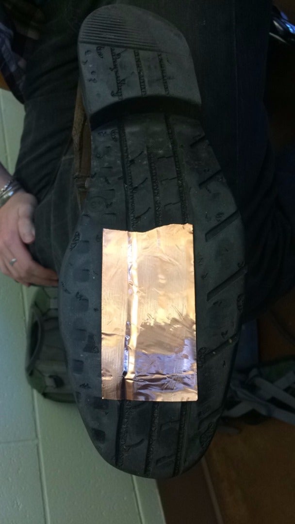 Put Copper Tape on Shoe