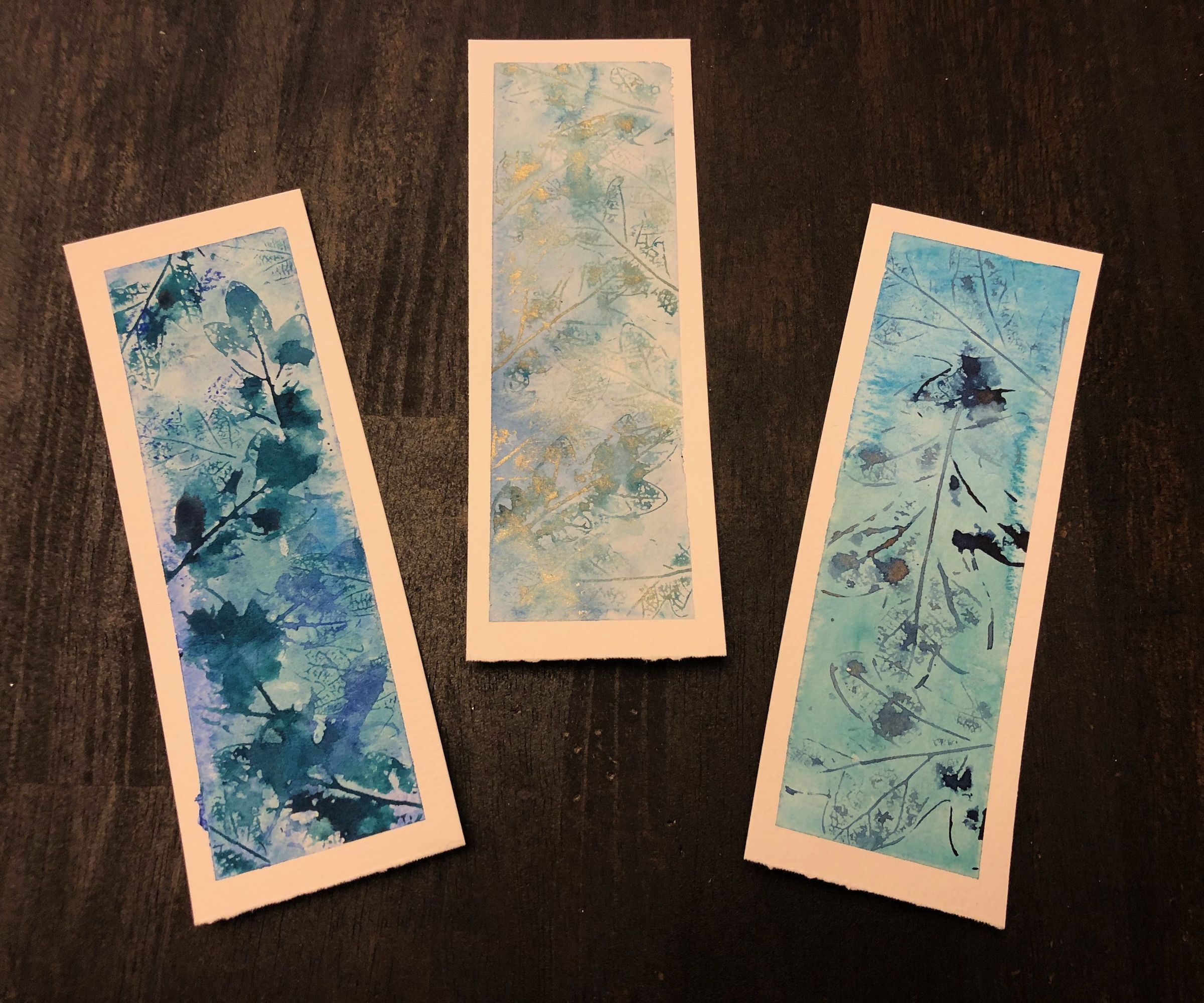 Watercolor Leaf Print Bookmarks