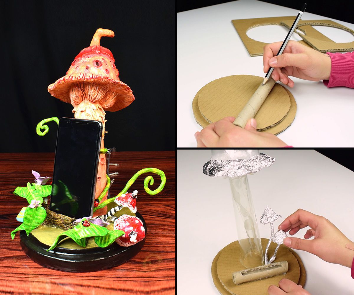  Mushroom Phone Holder Light Using Cardboard