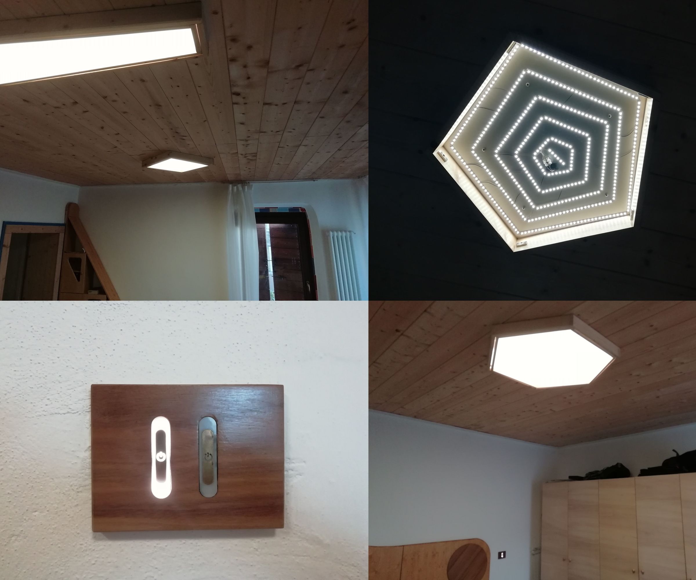 Wooden LED Panels and Touch Buttons for House Lighting System 