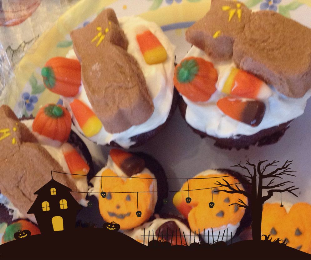 Banana Puree Halloween Chocolate Cupcakes