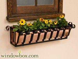 Copper Window Boxes for Prominent Space That Requires Beauty and Uniqueness