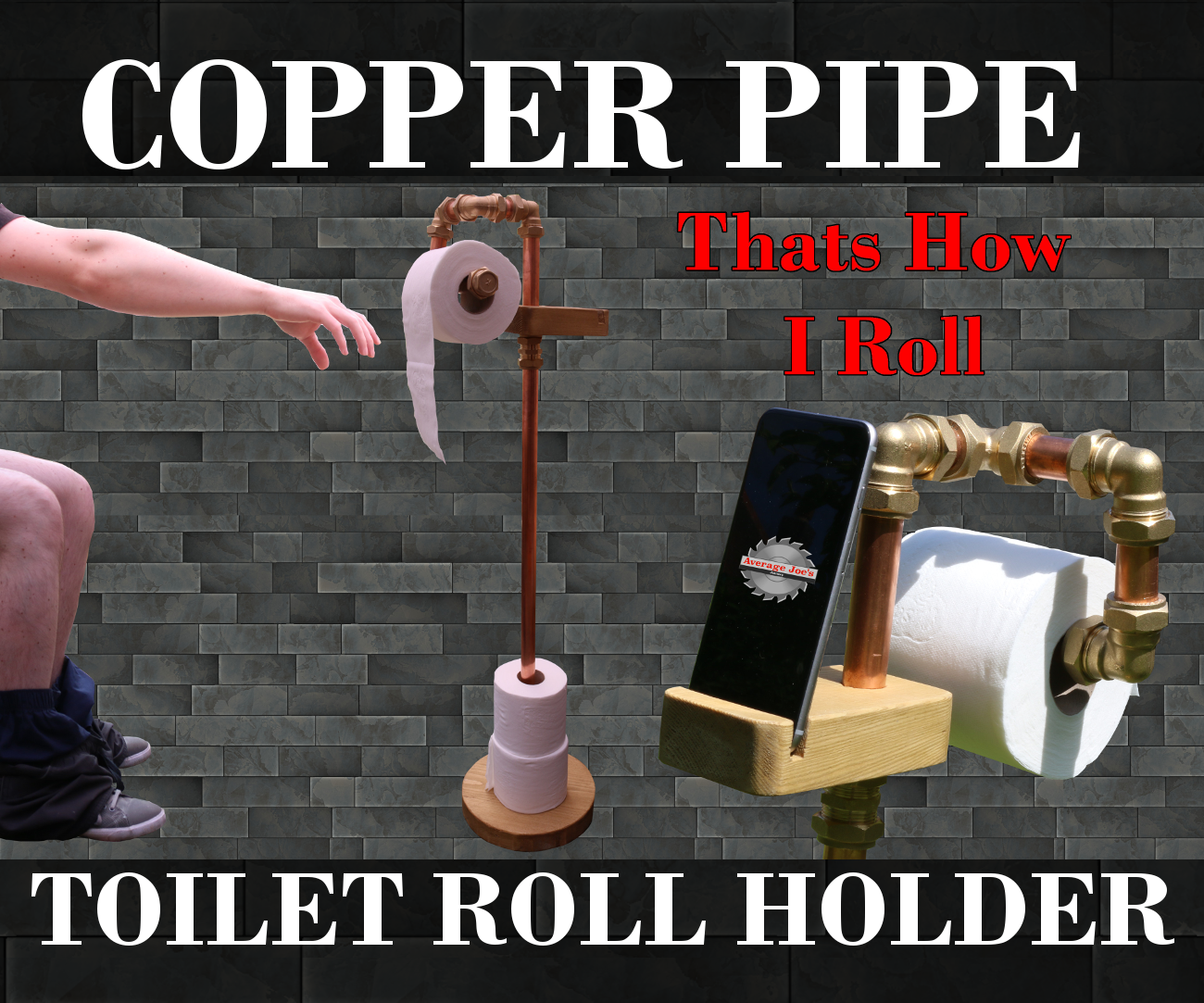 Copper Pipe Toilet Roll Holder & Phone Stand