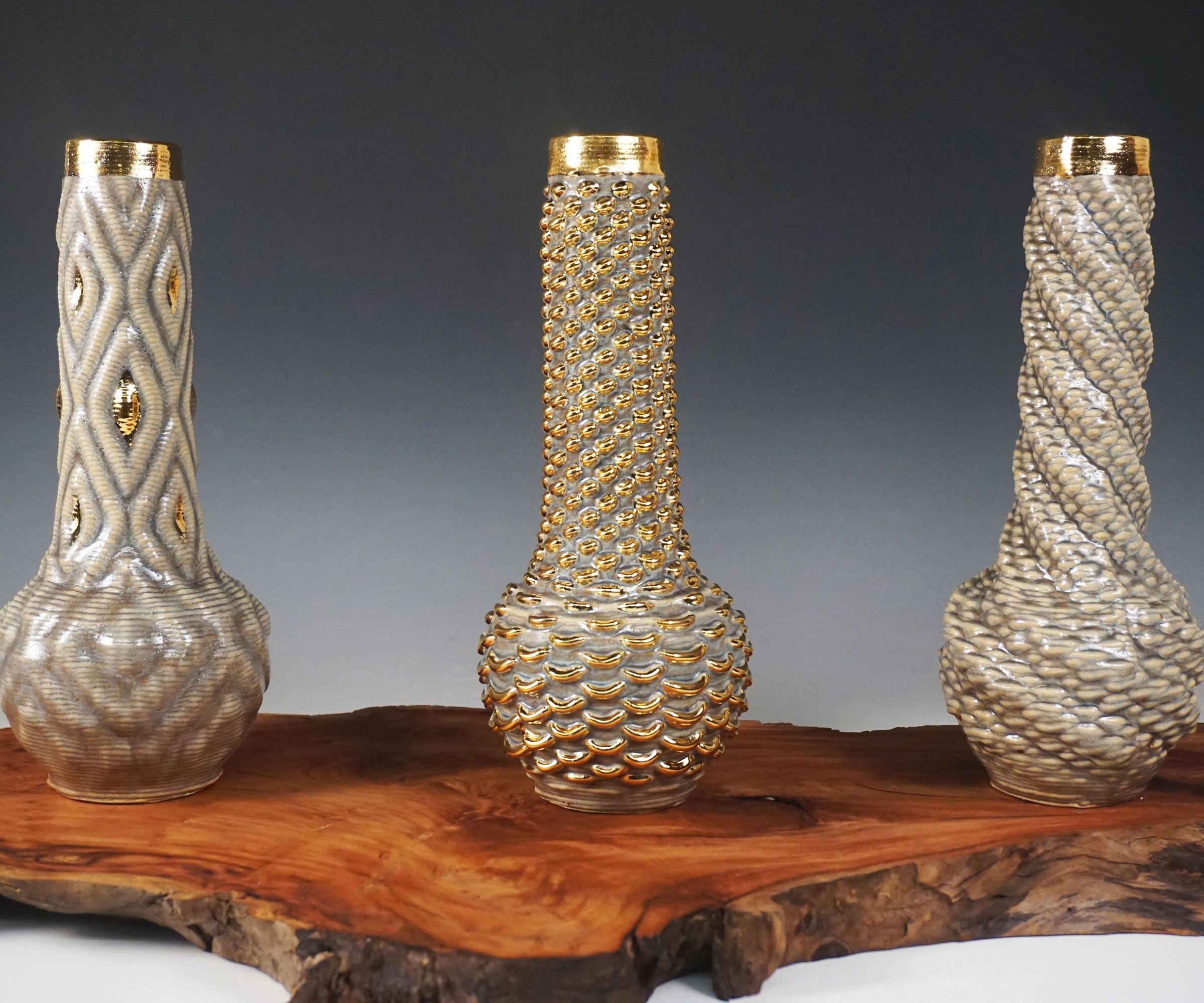 3D printed vessels with glaze and luster
