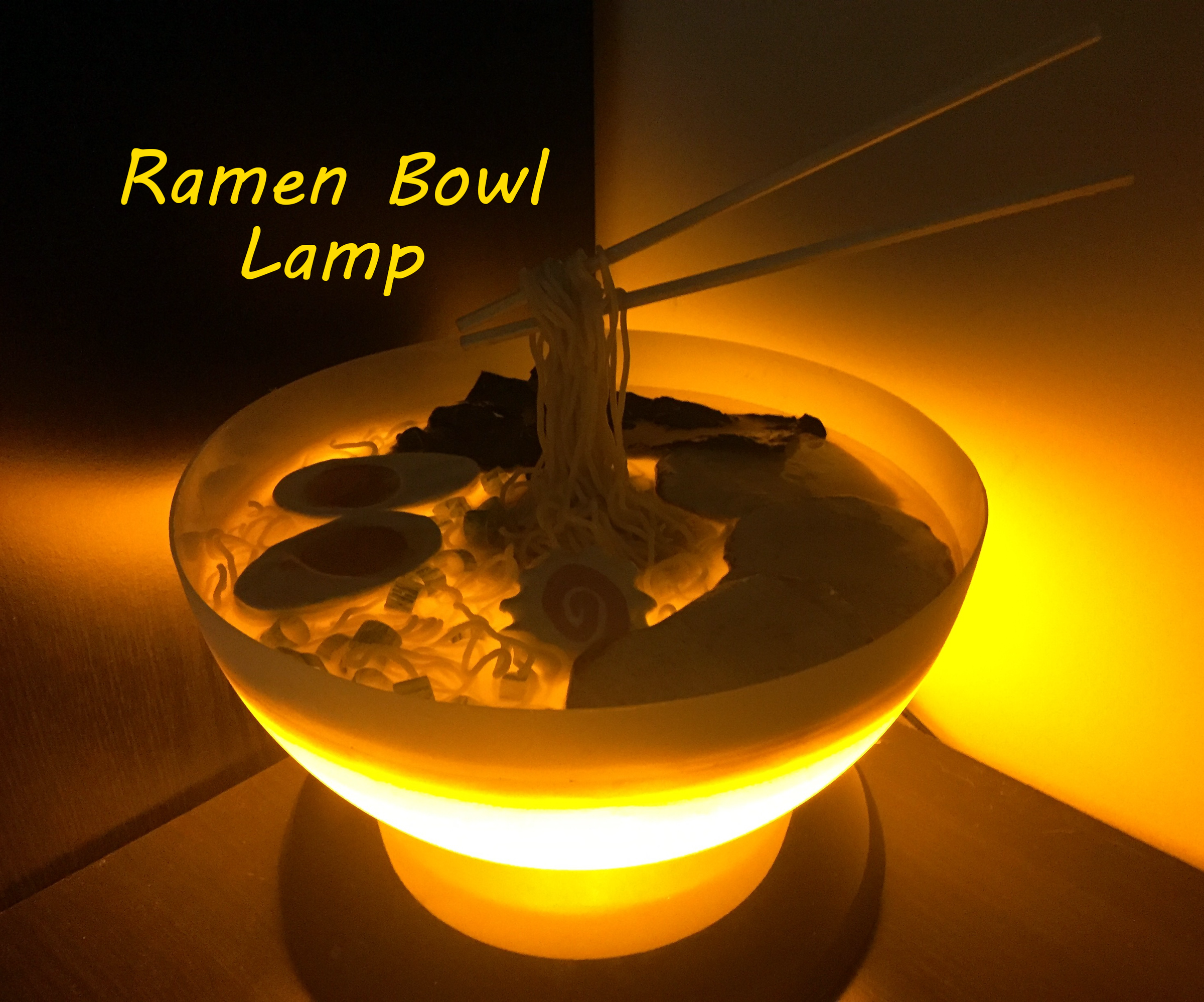 Ramen Bowl Lamp With Yellow LEDs