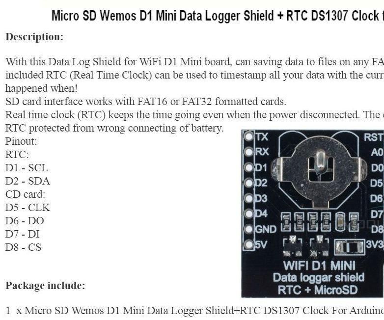 Using the Wifi D1 Mini - Real-time Clock and Logger