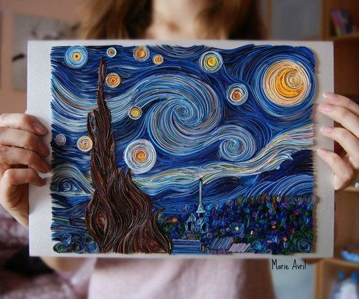 Video - Starry Night by Vincent Van Gogh - Quilling Animation