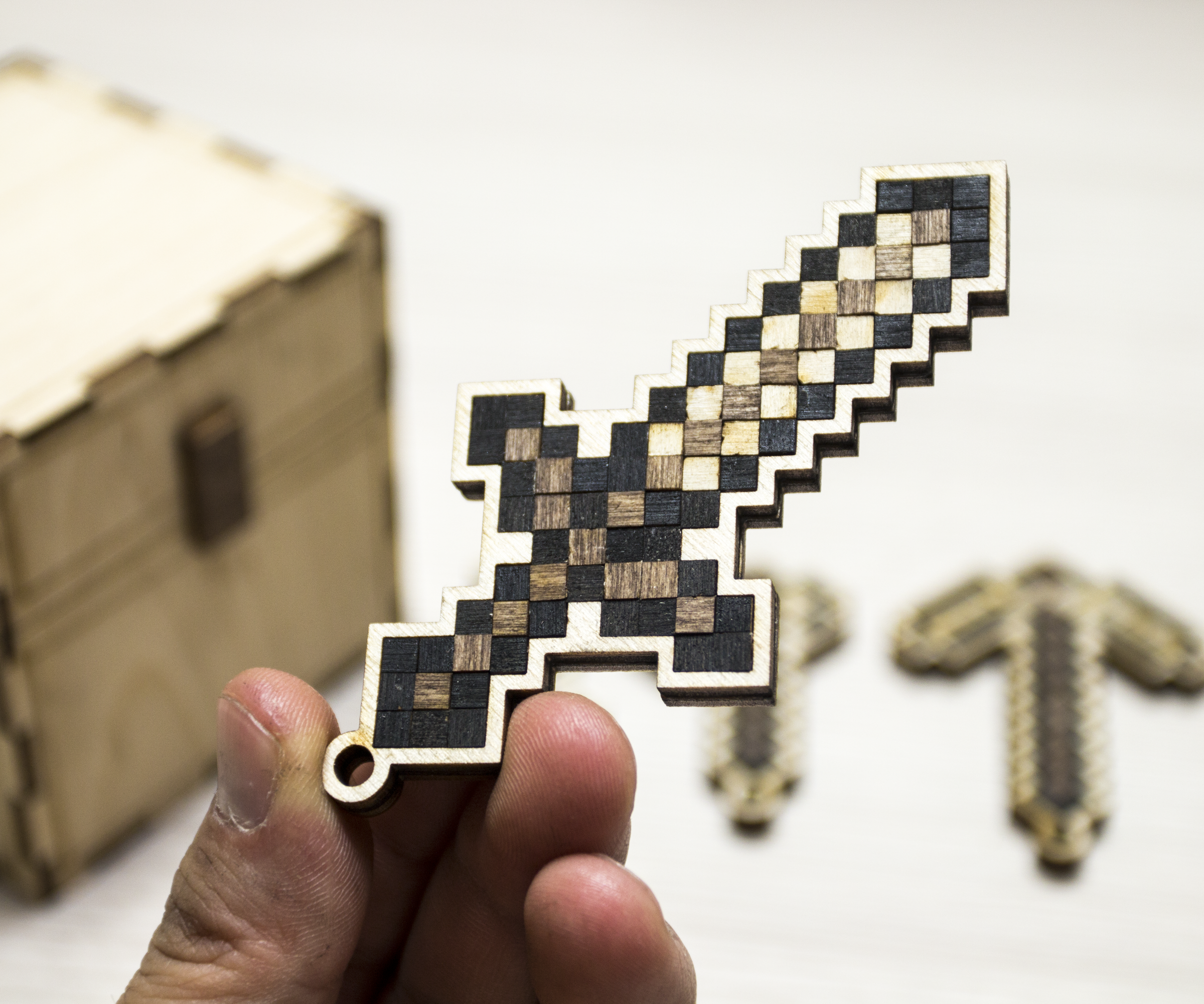 Minecraft Keychain Plywood Laser Cut
