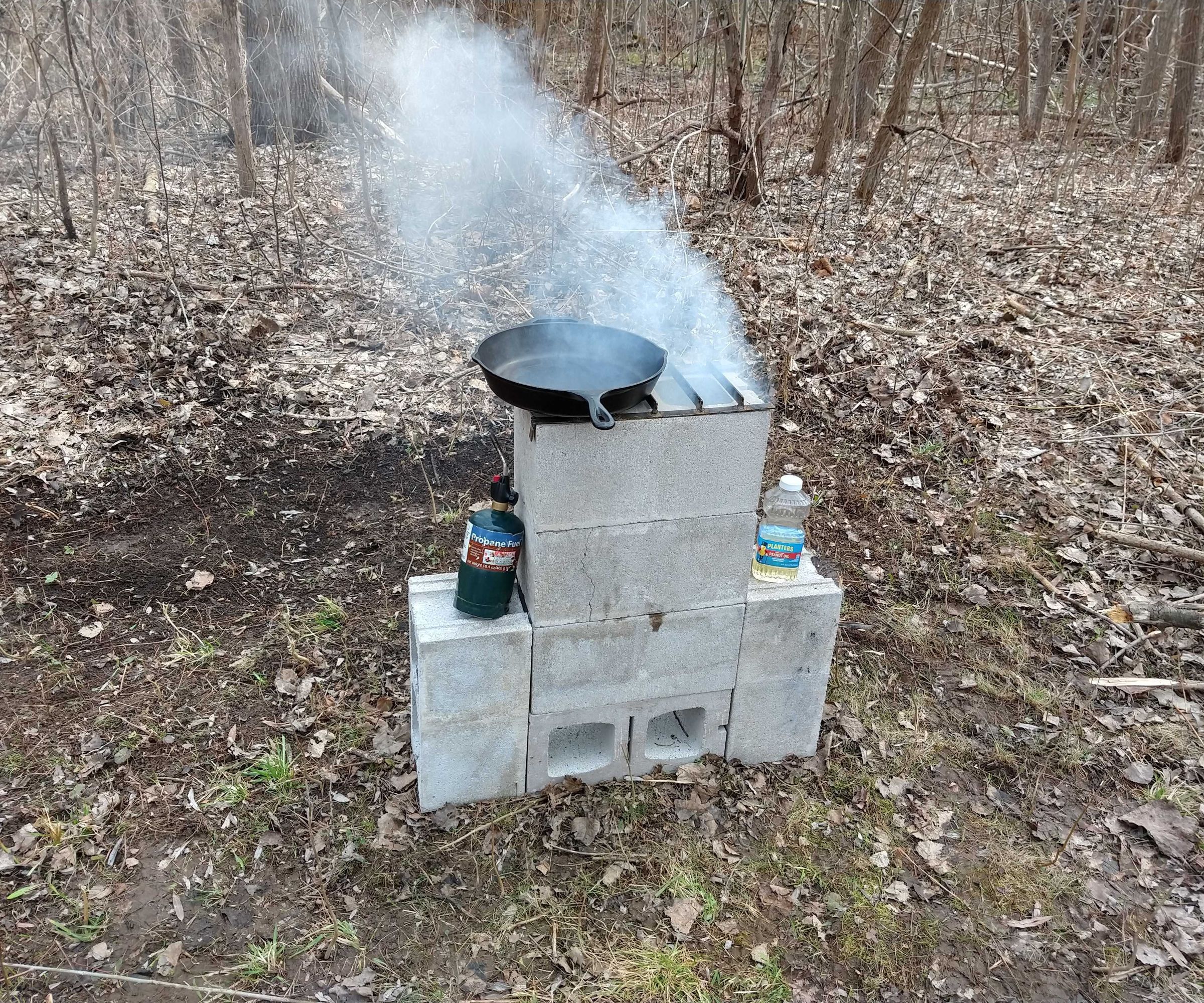 Simple Cinder Block Dual Burner Rocket Stove