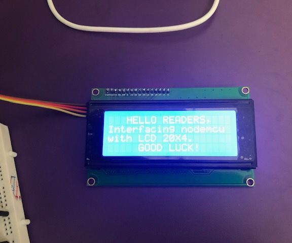 Interfacing LCD 20X4 Display to Nodemcu