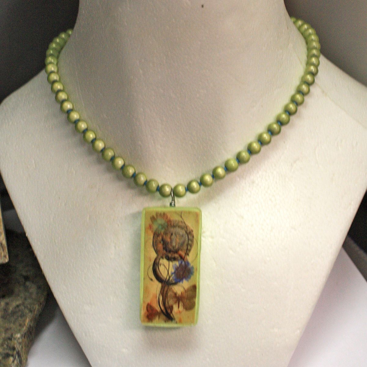 Domino Style Polymer Pendant