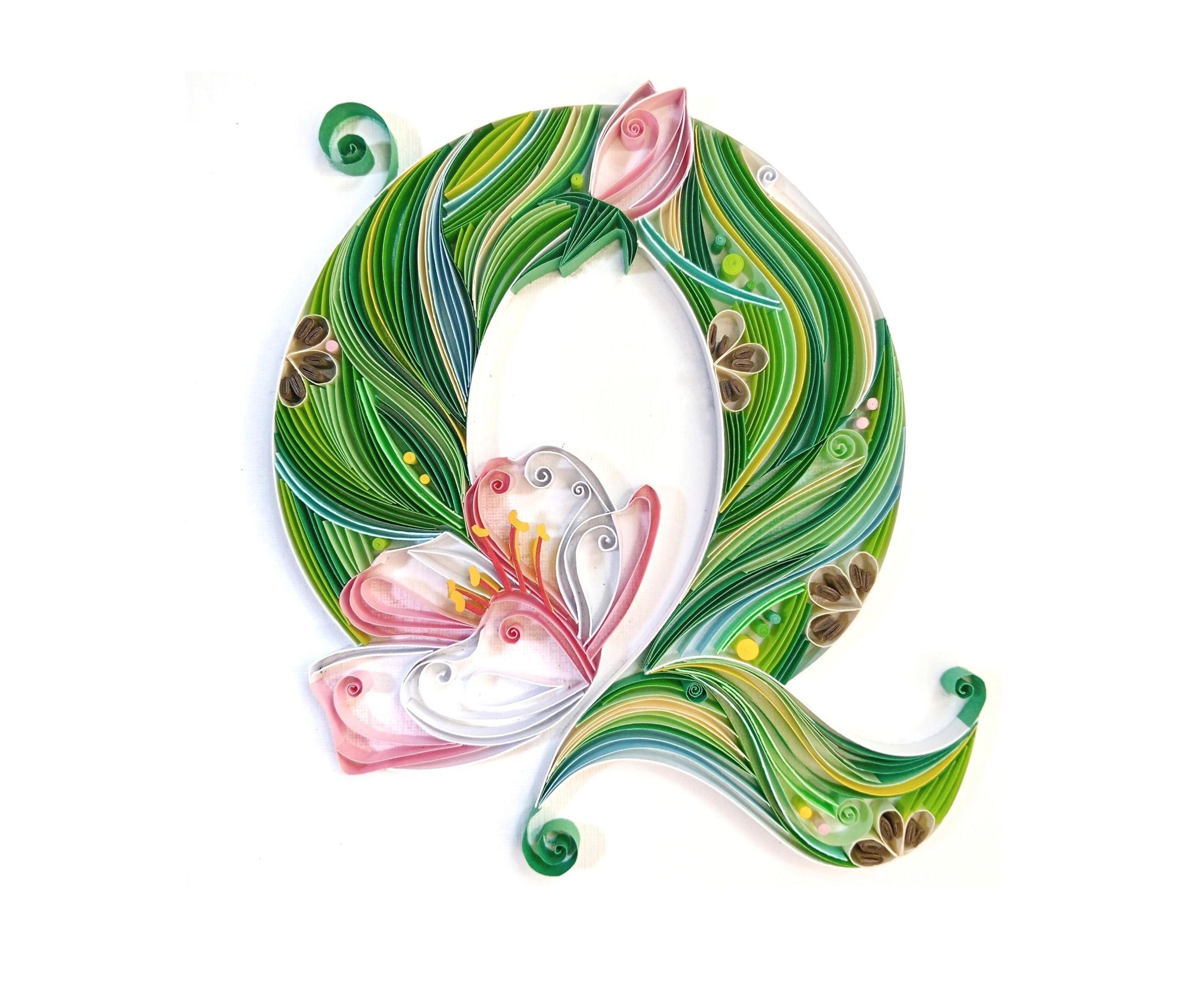 Floral Paper Quilling Monogram Letter Q