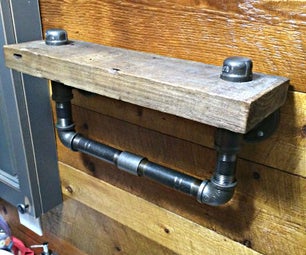 Easy Reclaimed Wood and Steel Pipes Shelf