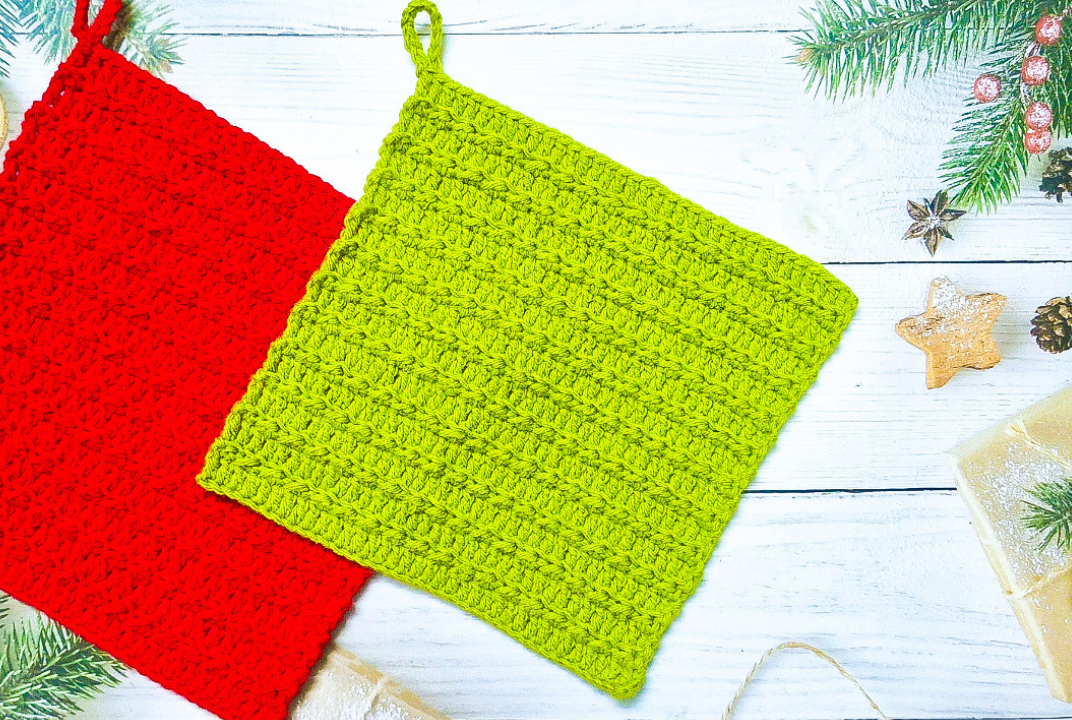 Christmas Holiday Crochet Square Potholder