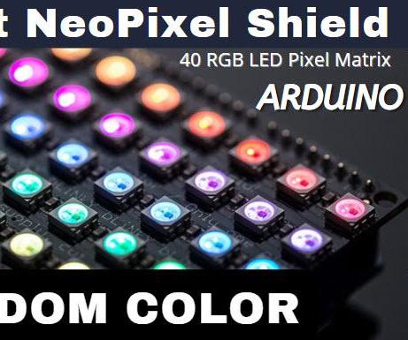 Change Random Colors NeoPixel Shield Adafruit & Arduino -  40 RGB LED Pixel Matrix