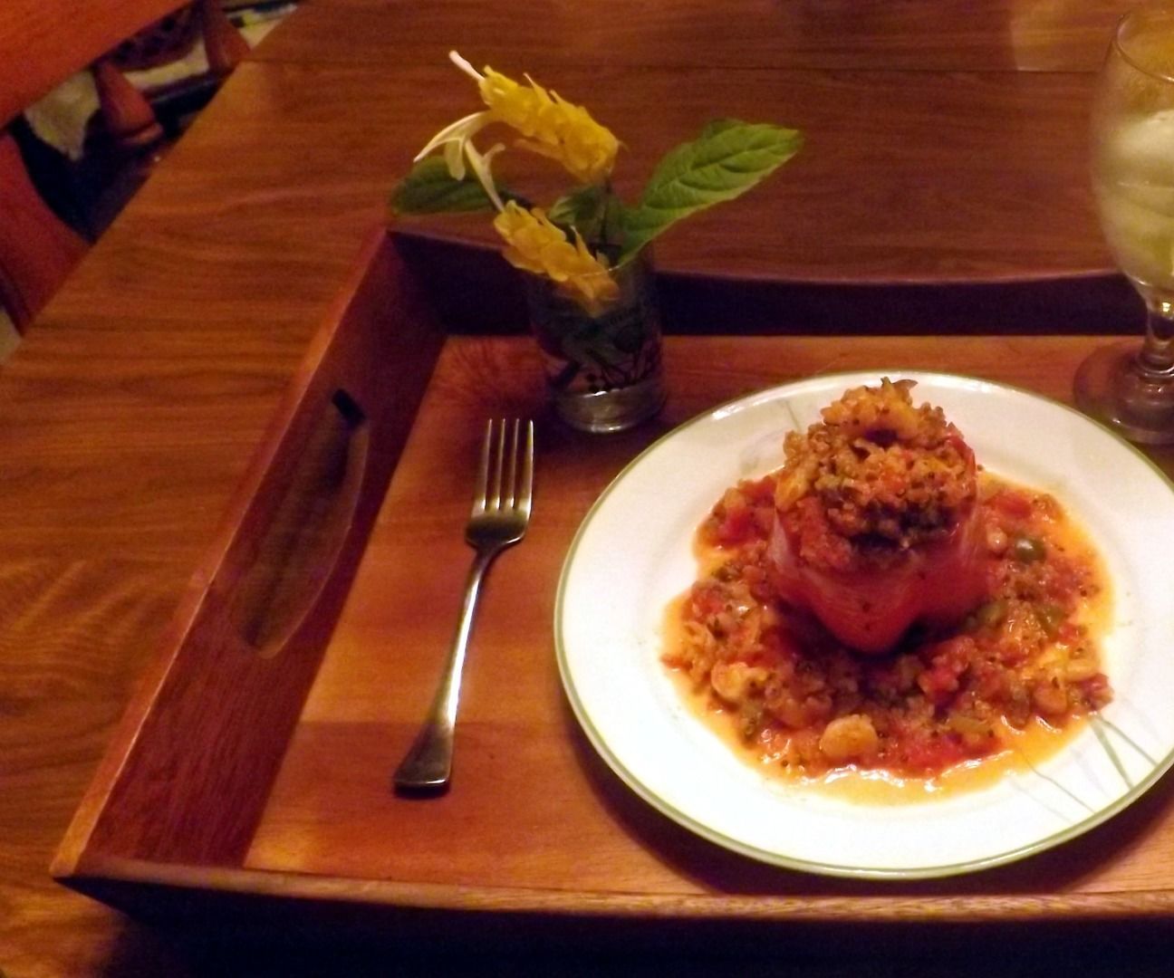 SHRIMP, SAUSAGE, & QUINOA STUFFED BELL PEPPERS