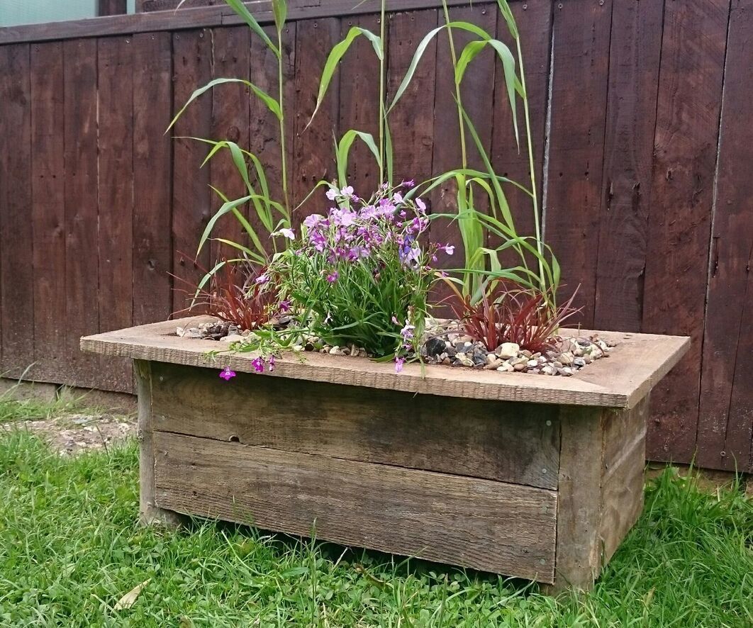 Rustic Log and Pallet Wood Planter