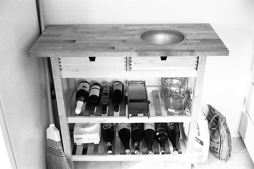 Kitchen Cart With Inset Bowl