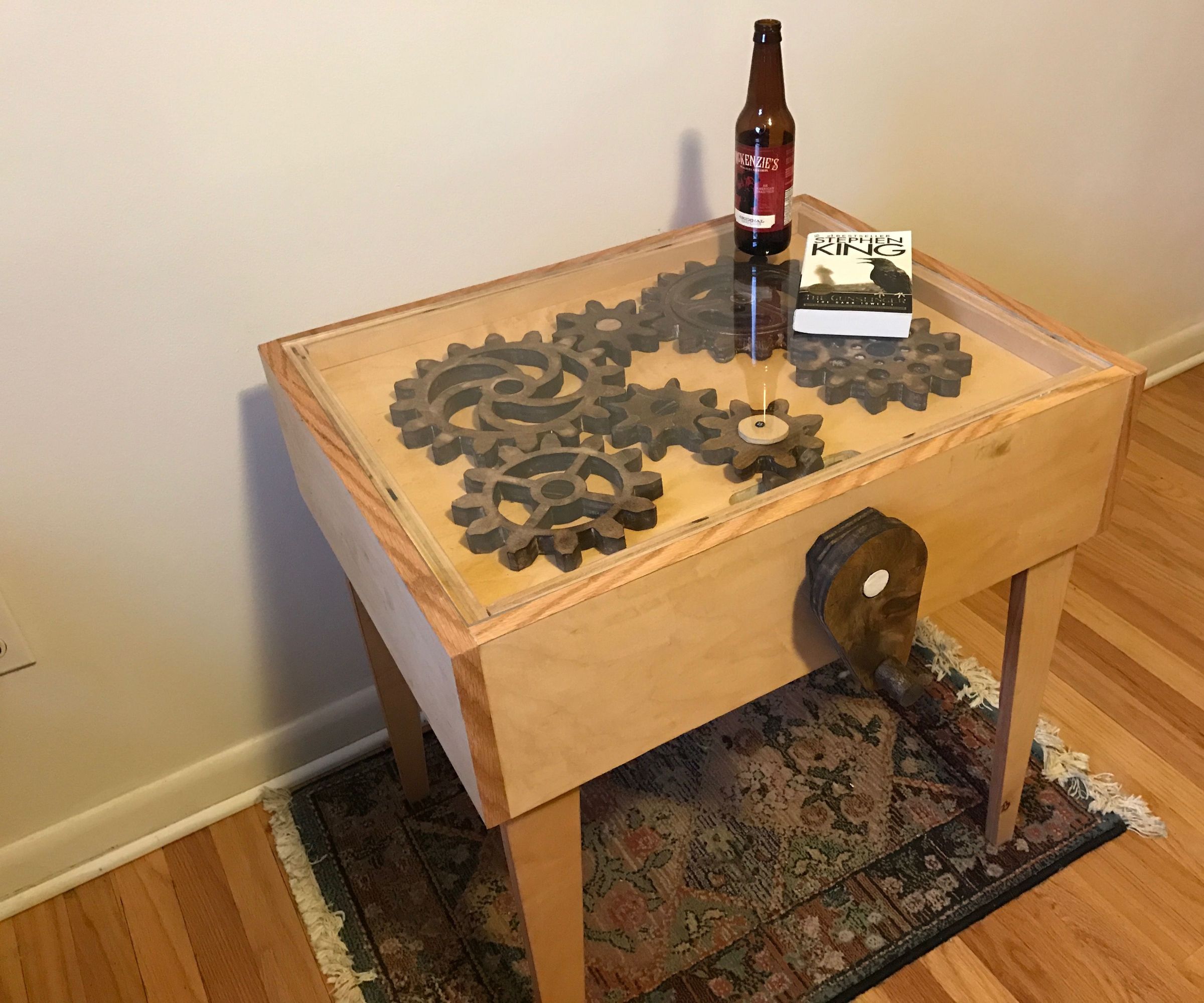 Spinning Gear End Table