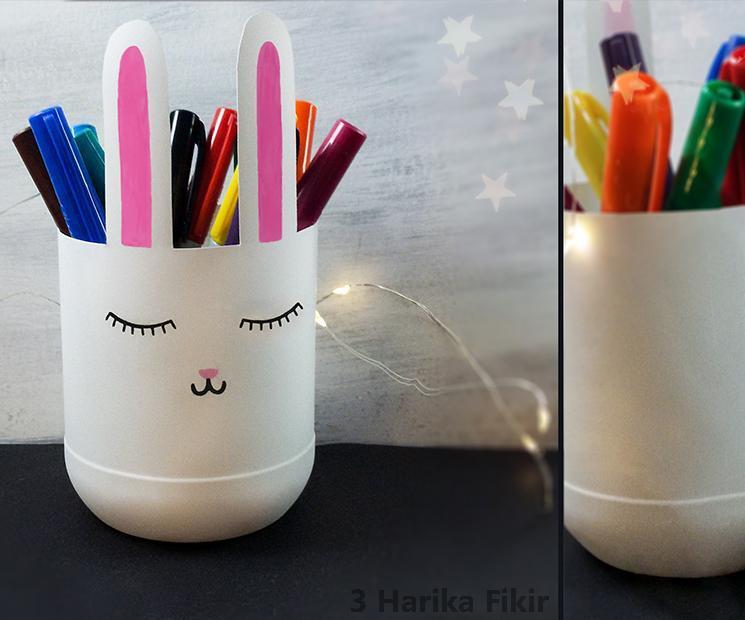 Bunny Pencil Holder With Plastic Bottle 8 Steps (with Pictures