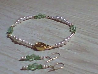 Crystal and Pearl Bracelet and Earring Set