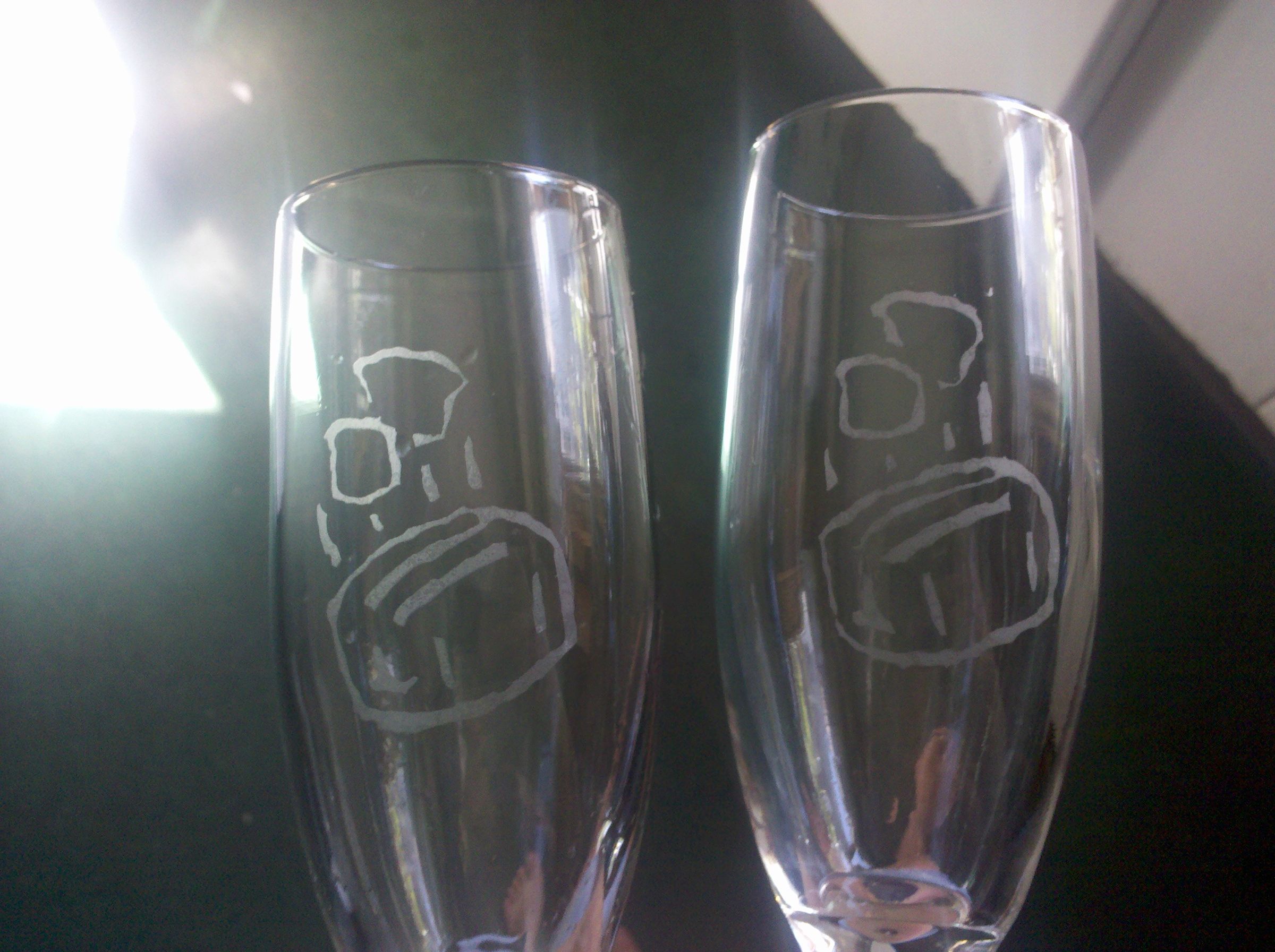 Etched "Toasting" Glasses