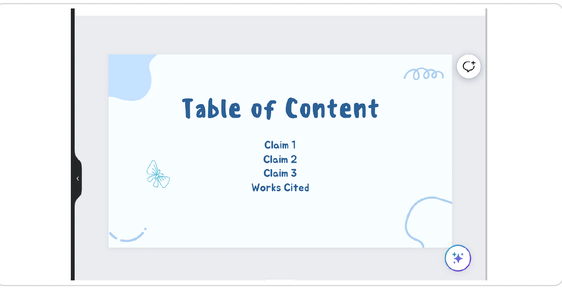 book presentation canva Table of Contents