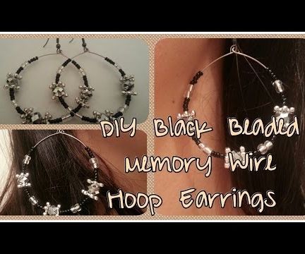 DIY Black Beaded Memory Wire Hoop Earrings