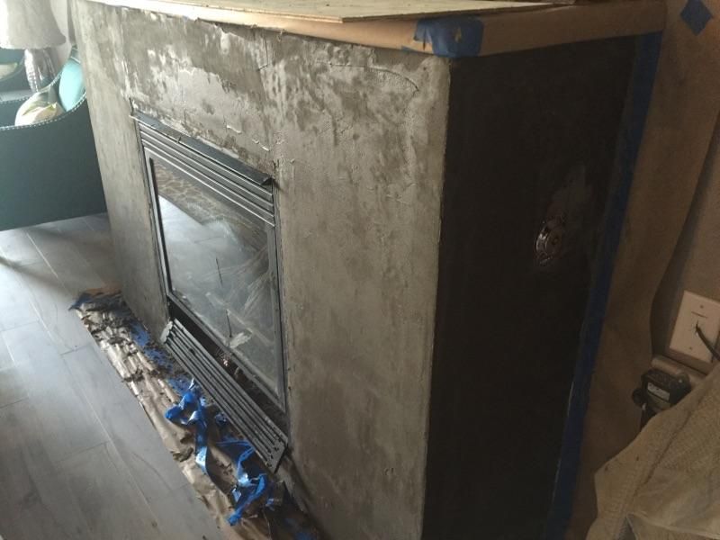 Smooth Concrete Look Fireplace Refinish.
