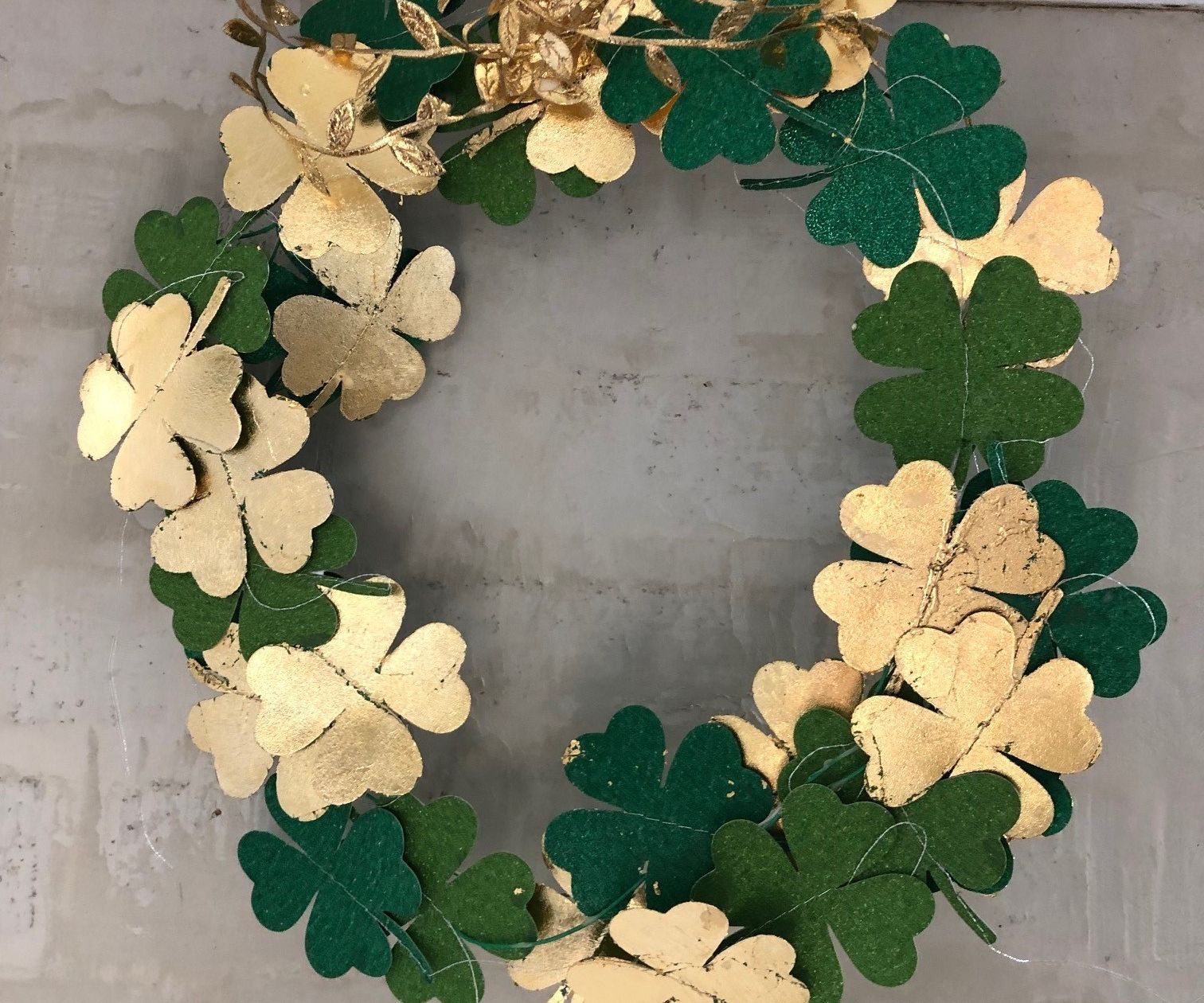 St. Patrick's Day Gilded Wreath - We're Looking Over a Gold Leaf Clover ...