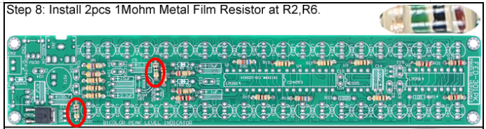 Install 2pcs 1Mohm Metal Film Resistor at R2,R6