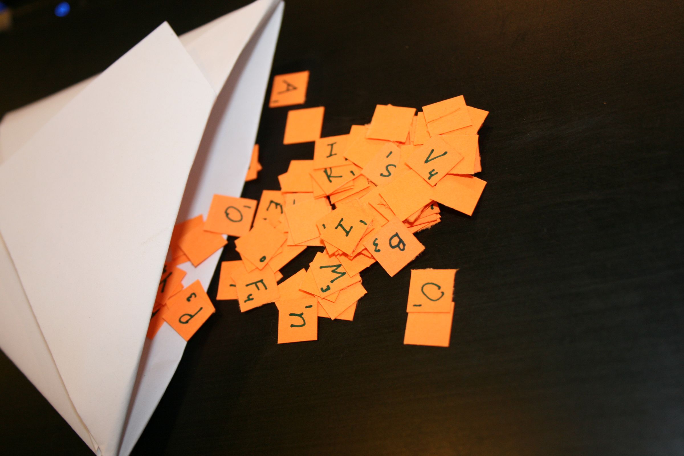 Tiny Paper Scrabble-Like Letters