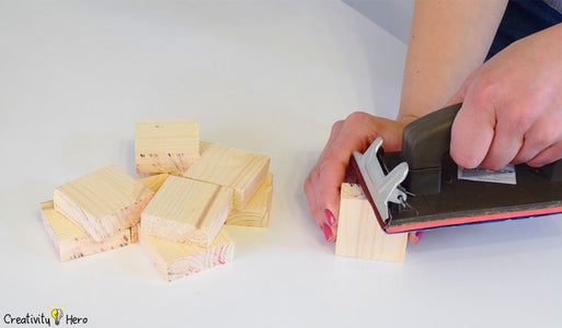 Sanding the Pieces of Wood.