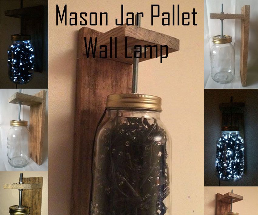 Mason Jar and Pallet Wall Lamp