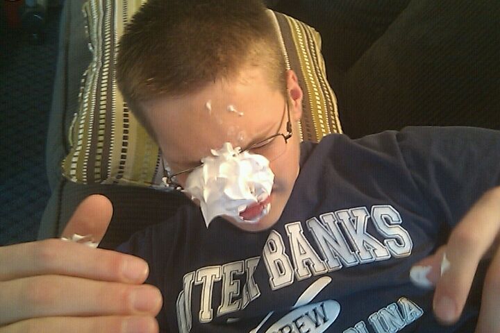 The ol' shaving-cream-in-the-face-prank