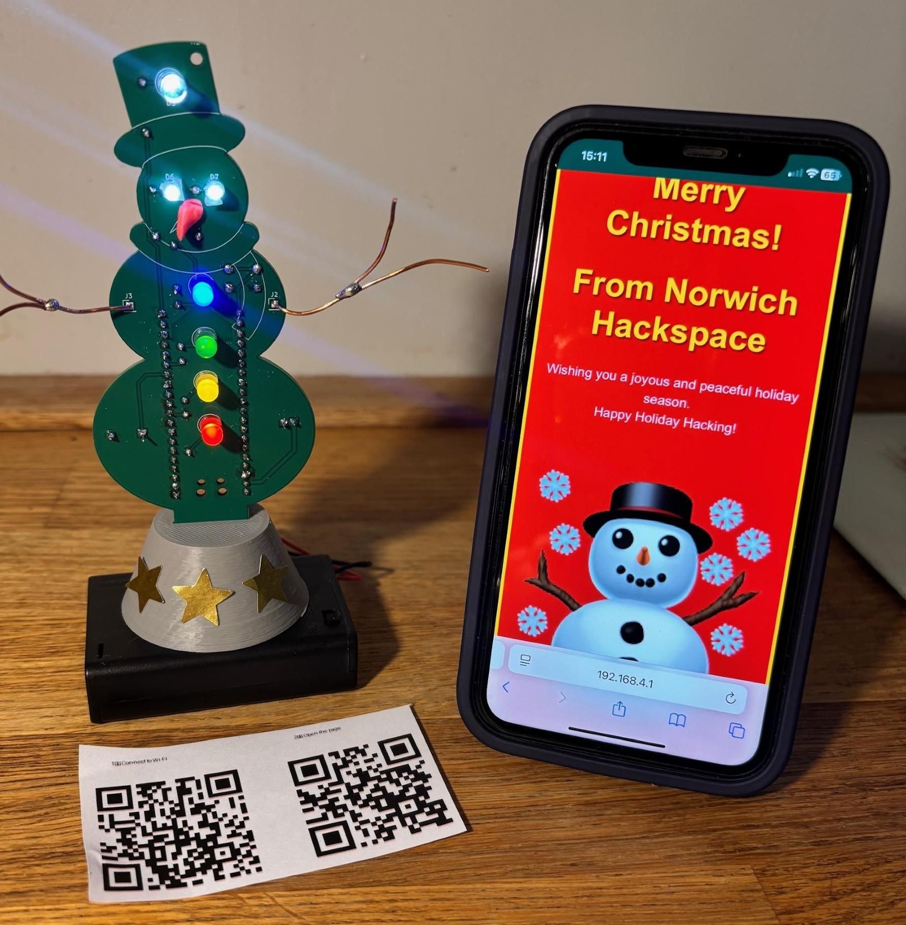 Snowman in the Middle - Pi Pico Cyber Greeting Card