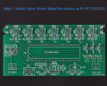 Install 10pcs 1Kohm Metal Film Resistor