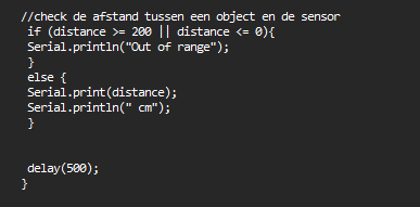 Code Voor Afstandsensor