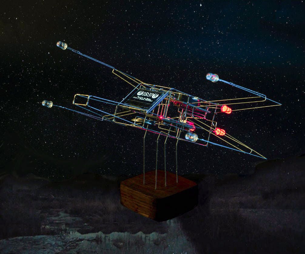 Wireframe X-Wing Clock