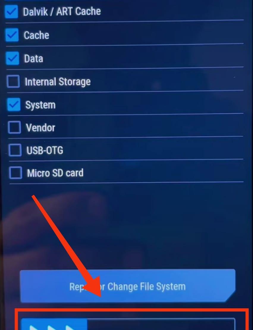 Wipe the Old System (Dalvik, Cache, System, Data)