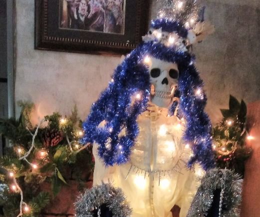 Victorian Skeleton Cryptmas Tree with Diorama Scene