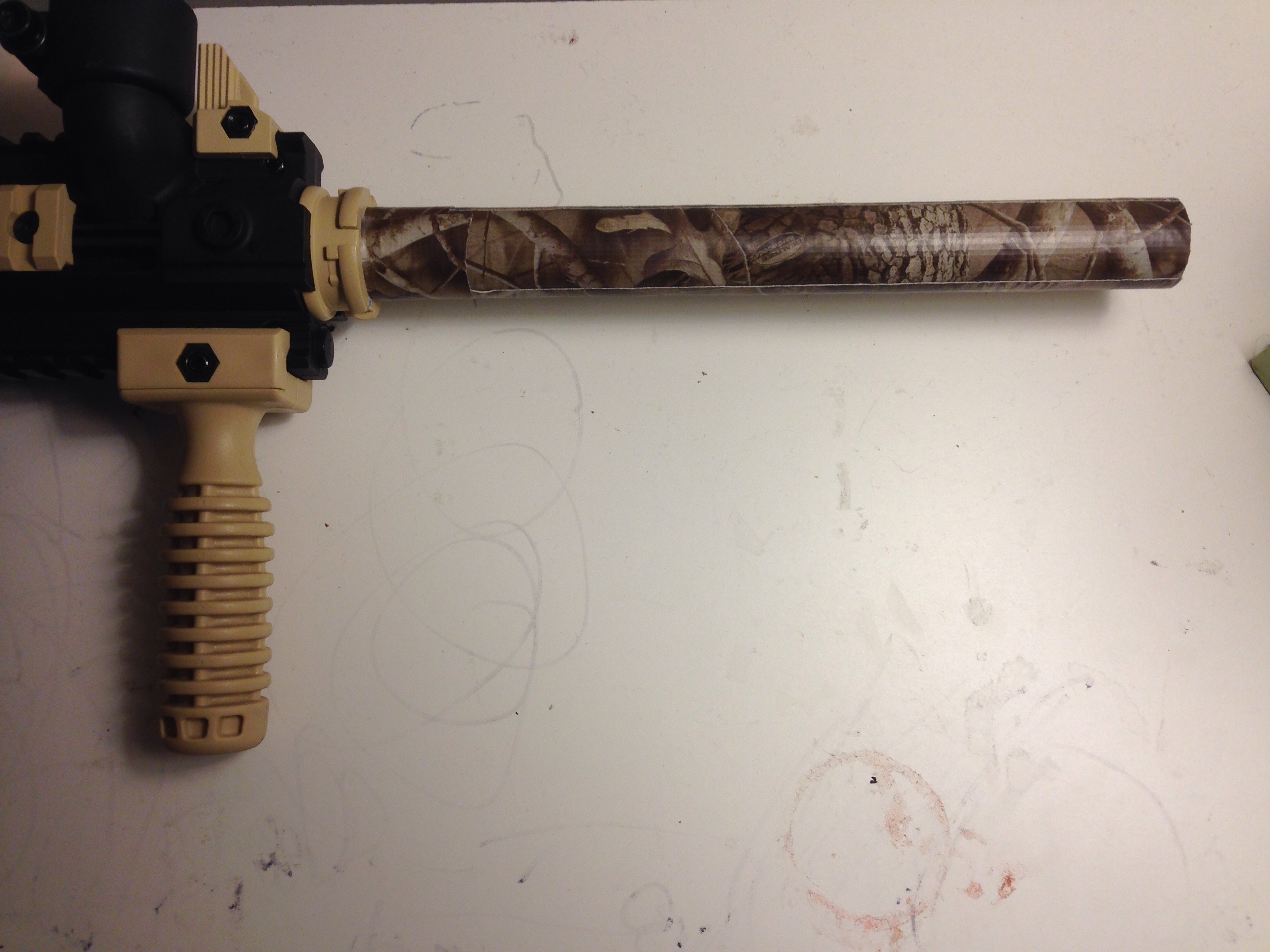 Camouflaged Paintball Barrel Using Camouflage Duct Tape 