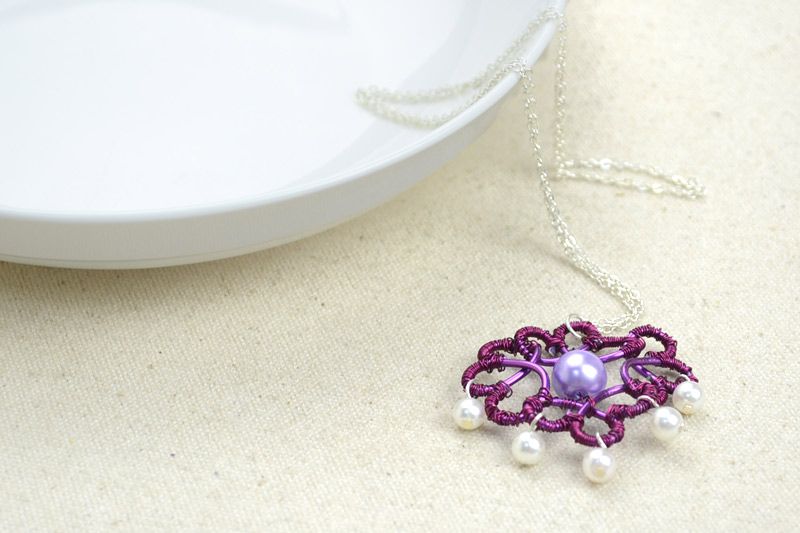 Handmade Metal Jewelry- Making a Necklace With Purple and White Colors