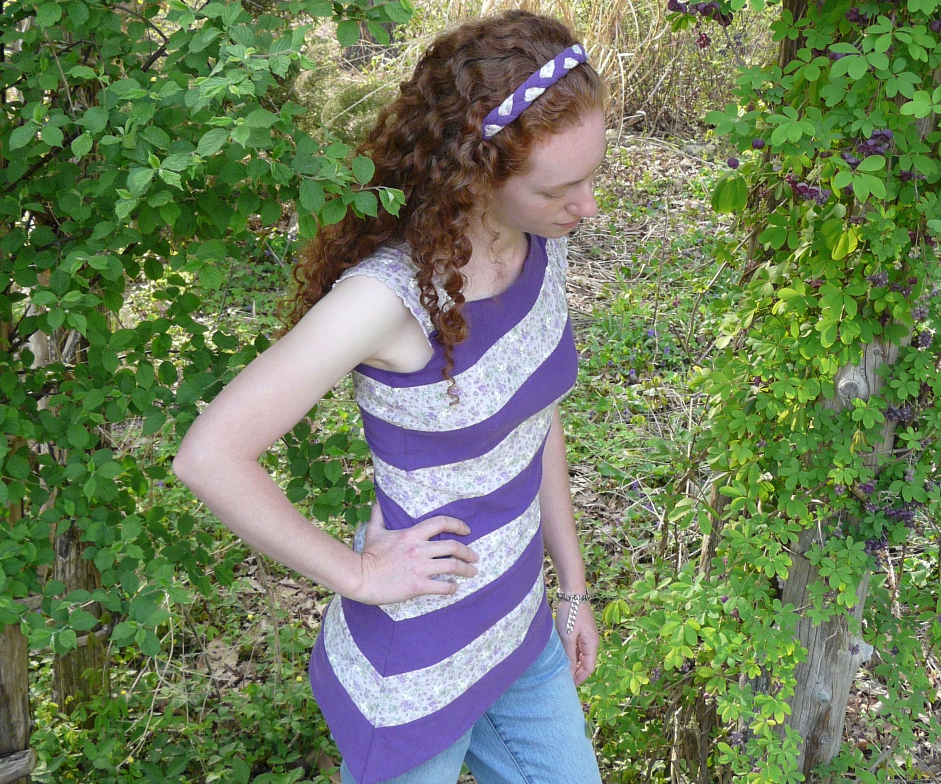 Asymmetrical Striped Top and Matching Headband