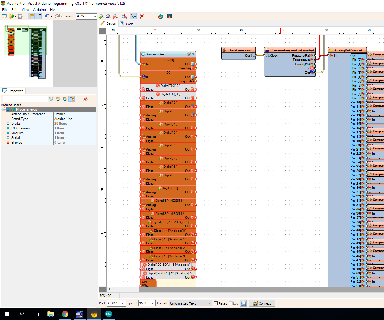 Gadający Termometr BME280 + MP3 Player VISUINO